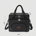 Large black insulated lunch bag with dual zippered waterproof picnic compartments - L / Black