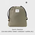 Durable waterproof drawstring storage bag in dove grey for travel clothes and laundry - M / Coffee