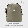 Large waterproof drawstring storage pouch in turtle dove gray for travel clothes and more - L / Coffee