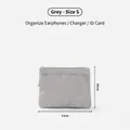 Compact grey double-layer mesh storage bag for earphones and cards, size 13x10cm - S / Gray
