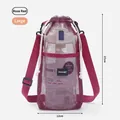 Rose red mesh water bottle carrier bag with adjustable shoulder strap and drawstring - L / Burgundy