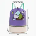 Lila und beiger Cartoon-Schwimmbeutel für Kinder mit Trocken- und Nasstrennung - Violett