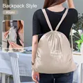 Portable khaki foldable drawstring backpack for outdoor sports travel and storage bag - Drawstring Backpack (B10-4008) / Khaki