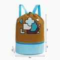 Cartoon-Schwimmrucksack für Kinder in Ingwerbraun und hellblauer Farbe - Kaffeebraun