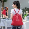 Portable red lightweight foldable drawstring backpack for outdoor sports and hiking - Drawstring Backpack (B10-4008) / Burgundy