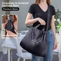 Premium black lightweight foldable tote bag with shoulder strap for outdoor travel - Crossbody Shoulder Bag (B10-4008) / Black