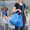 Portable foldable lightweight shopping bag in haze blue for outdoor travel storage - Crossbody Shoulder Bag (B10-4008) / Sapphire Blue