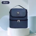 Navy blue double-layer insulated diaper bag for portable storage of baby milk bottles - Navy Blue