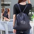 Premium black lightweight foldable drawstring backpack for outdoor sports, gym, and travel - Drawstring Backpack (B10-4008) / Black