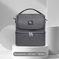 Large capacity double-layer diaper bag in grey color with insulated storage compartment - Gray