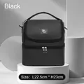Portable large capacity double-layer insulated mummy bag with handle in black finish - Black