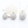 Sparkling s925 silver ball pendant necklace set with clear rhinestones for women - S925 Silver Pendant (GF-315) / 16mm / Silver