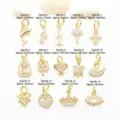 Detaillierte Übersicht über 14 verschiedene 14K vergoldete Anhänger mit Zirkonia-Mikropflaster - Kreative Form (Stil 1) / 18K Gold Vergoldet Farberhalt
