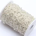 Detailed view of 3.5mm silver metal bead chain on white spool for jewelry making DIY - 3.5MM Bead Chain / Silver