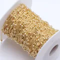 Detailed view of 14k gold-filled 3.5mm bead chain on spool for DIY jewelry making. - 3.5MM Bead Chain / 14K Gold