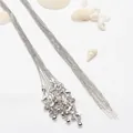 Nahaufnahme versilberter Kupfer-O-Ketten mit Karabinerverschlüssen und Endperlen - Karabinerverschluss O-Kette (A-121) / 10 Stück/Packung (45cm) / Silber