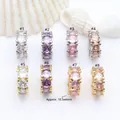 Detailed view of 8 colorful cubic zirconia spacer beads for DIY jewelry, 10.5x4mm - Silver White Zirconia (Style 1)