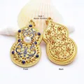 Exquisite vintage gold-plated gourd pendant featuring blue enamel and a central pearl inlay - Gourd Style (GF-449 Style 1) / Single Item