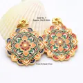 Macro view of gold-tone cloisonne enamel mandala pendant showing front and back detail - Mandala Style (GF-449 Style 7) / Single Item