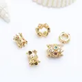 Detailed view of various golden micro-inset zircon spacers for DIY bracelet making - Style 4 / 18K Gold