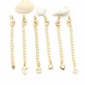 Extensores de cadena dorados con cierre de langosta y dijes variados para joyería DIY. - Cadena de Extensión con Colgante de Bola / Cierre de Langosta 10mm / Chapado en oro 18K