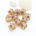 Detailed macro view of 14K gold-plated spacer beads with purple micro-set zirconia stones - Purple Zirconia (GF-464) / 14K Gold