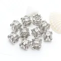 Detailed macro view of silver color micro-inlaid zircon barrel spacer beads for DIY bracelet - White Zirconia (GF-464) / White Gold