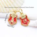 Traditionele vergulde General Command hanger met rood emaille voor DIY sieradenaccessoires - 10 Stuks Verpakking / Rood & Goud (GF-443)