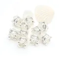 Close-up detail of silver-colored spacer beads with micro-set cubic zirconia stones - White Zirconia (GF-464) / Silver