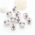 Detail of silver hollow beads with purple zircons for jewelry DIY crafting - Purple Zirconia (GF-464) / Silver