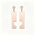 Détail de pendentifs puzzle cœur en or rose poli miroir pour porte-clés personnalisés. - Ensemble Puzzle Barre / Or rose