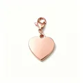 Close-up shot of a polished rose gold stainless steel heart charm with a lobster clasp - Rose Gold