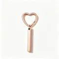 Roségoldener Edelstahl-Schlüsselanhänger mit herzförmigem Clip und glattem Barren - Roségold