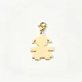 Detailaufnahme eines goldenen Mädchen-Anhängers aus Edelstahl mit Karabinerverschluss - Gold-Mädchen