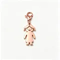 Karikatur Mädchen Anhänger aus roségoldenem Edelstahl mit Karabinerverschluss für DIY. - Mädchen / Roségold