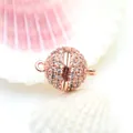 Detailed macro view of a micro-paved rose gold magnetic ball clasp for jewelry making - Round Ball Magnetic Clasp (GF-482) / 5 Pieces/Pack (8mm) / Rose Gold