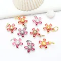 Elegant 14K gold filled five-petal flower charms with micro-inlaid pink zircons for DIY. - 18K Gold Plated (GF-421) / Red
