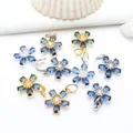 14K gold-filled blue zircon five-petal flower pendants for DIY jewelry accessories - 18K Gold Plated (GF-421) / Blue