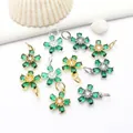 Green zircon five-petal flower pendants in gold and silver finishes for DIY jewelry making - 18K Gold Plated (GF-421) / Green