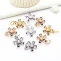 Detailed view of purple five-petal flower charms with zircon center for DIY jewelry - Purple