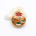 Close-up of enamel rotating lucky bag pendant for jewelry making, size 22.5x19.5mm - Vintage Enamel Rotatable Fortune Bag Pendant (GF-355) / Style 3