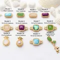 Detailansicht verschiedener antiker Goldschmuck-Charms mit Maßen für die DIY-Armbandherstellung - Stil 1 Rechteckiger Zwischenperle (GF-106)