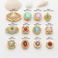 Perles en cuivre plaqué or avec pierres précieuses pour bijoux DIY, modèles variés. - Modèle 1 (GF-339) / 5 Pièces / Or