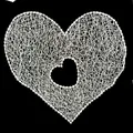 Delicate white fishline embroidery heart lace patch with a hollow center for DIY projects - Heart / White