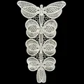 Macro detail of white polyester embroidered lace butterfly pattern for clothing decoration - White