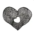 Detail shot of black heart embroidery lace patch with hollow center for DIY crafts - Heart / Black