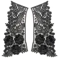 Symmetrical black milk silk embroidered hollow floral lace collar appliques for DIY sewing - Symmetrical Embroidery (007) / Black