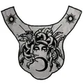 Detaillierte schwarze Medusa-Bestickung auf einem Spitzenkragen aus Netzgewebe für DIY - Medusa (706)