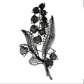 Detailed view of black lily of the valley fish silk embroidery lace patch for DIY - 2# Black (Black Lily of the Valley)