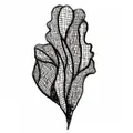 Close-up detail of black embroidered lace mesh patch with delicate floral patterns for DIY - 1# Black (Black Leaf Style)
